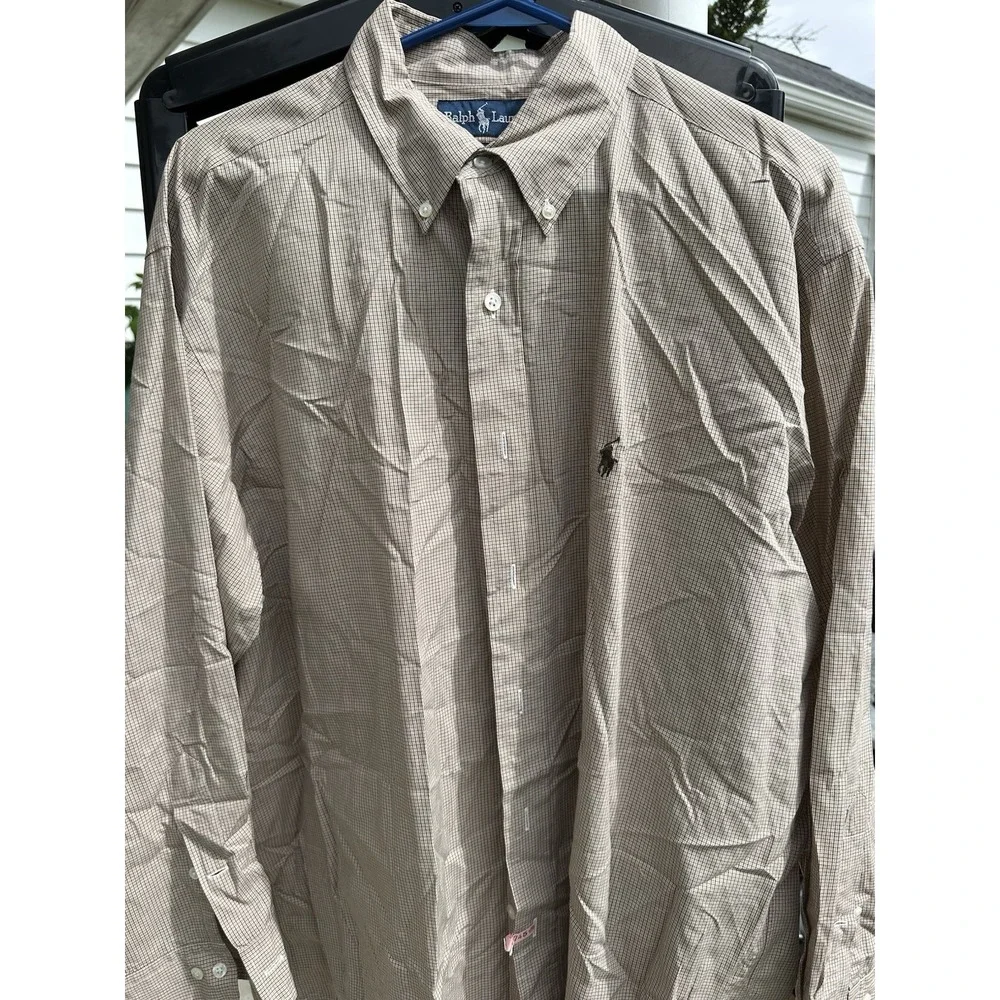 Polo Ralph Lauren Yarmouth‎ cotton Shirt Men 17 32/33 Brown Long Sleeves